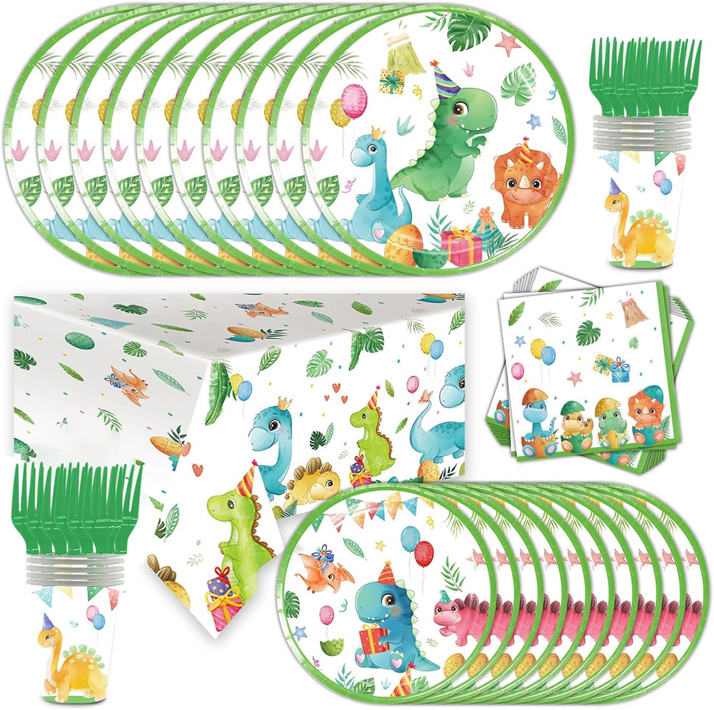 101pcs Dinosaur Party Supplies Dino Dinosaur Birthday Decorations Tableware Set