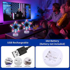 4Th of July Decorations 250Th Anniversary, 2PCS Patriotic Star Neon Lights, Red