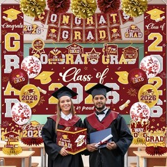 Graduation Decorations Class of 2026 Maroon and Gold