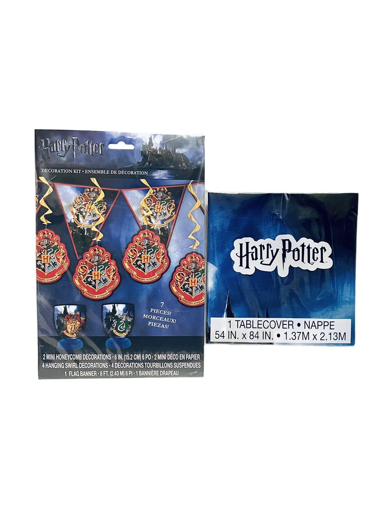 Lot of 2 – Harry Potter 7pc Birthday Party Decoration Kit and 1 Tablecover NEW