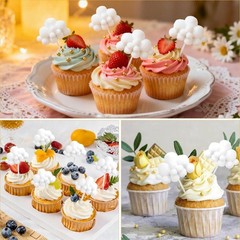 10Pcs 3D Cloud Cupcake Topper, Plush Cake Decorations