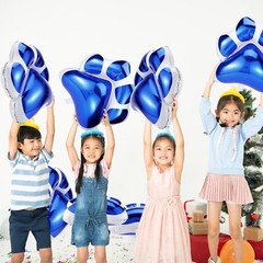 Hungdao 9 Pcs 28 x 26 Inch Blue Dog Paw Balloons Paw Print Foil Balloons Larg…