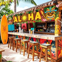 Luau Party Decorations Hawaiian Aloha Sign Banner Tiki Bar Decor Favors Tropi…