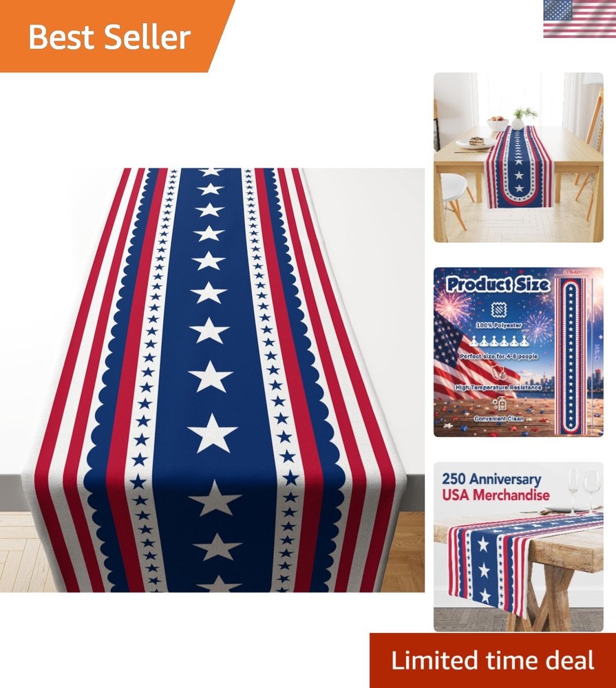 Durable Patriotic Table Runner – Ideal for July 4th Celebrations & Memorial Day