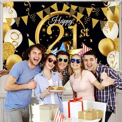 Anniversary Backdrop lbs Extra Large Black Gold Fabric Sign Birthday Party Decor