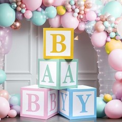 4 Pcs Baby Boxes with Letters for Baby Shower Party Rainbow Box Decor Candy