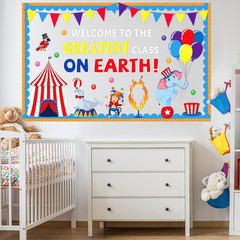 Circus Theme Bulletin Board Set Carnival Cutouts Animals Clown Paper Class Door