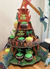 Epic Dinosaur Party Cupcake Stand Volcano With Spinning Pterodactyl Top Jurassic