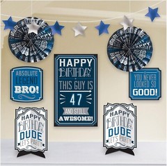 Male Birthday Big Decorating Lot Includes Table & Wall Decor & Photo Props Kit