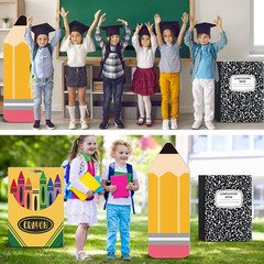 3 Pcs Back to School Decorations Pencil Notebook Cardboard Cutouts Crayon Box St