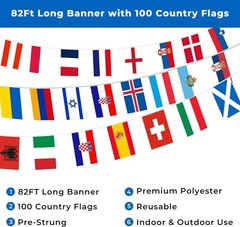 Country Flags Banner 82ft Polyester International Flags of the World Classroom
