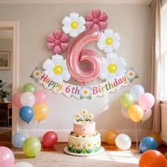Daisy 6th Birthday Decorations – 40-inch Pink Number Balloon, Party Supplies …