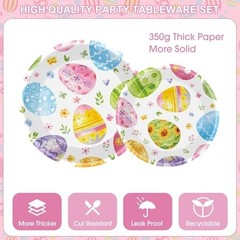 Easter Party Decorations Set – 102 Pcs Spring Watercolor Eggs Plates, Napkins, C