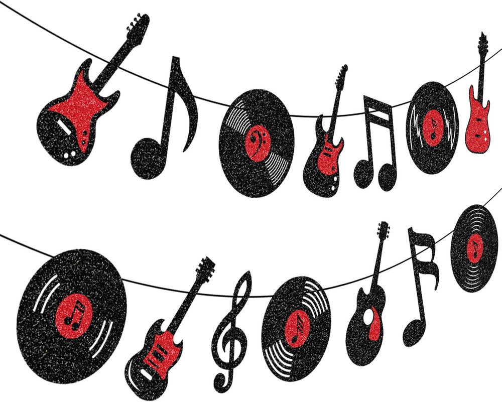 Music Themed Party Decorations Banner Guitar Birthday Decorations Music Notes Ga
