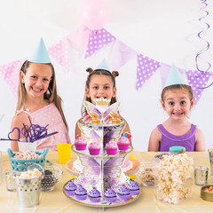 Purple Butterfly Cupcake Stand Decoration – 3-Tier Butterfly Floral Crown Cupcak