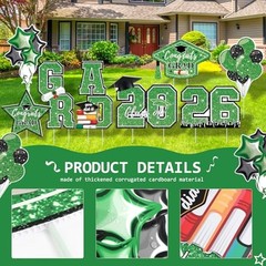 Graduation Yard Sign 2026, 8pcs Large Plastic Graduation Yard Green,Black,White