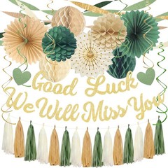Green Farewell Party Decorations Men Women, Good Luck We Will Miss You Banner…