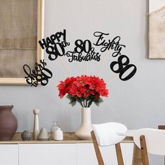 80th Birthday Centerpieces Sticks Table Toppers Party Decorations Black 15 PCS