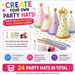 Pre-Assembled Party Hats for Kids, Birthday Hats for Kids & Adults