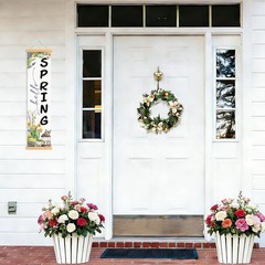 Hello Spring Porch Banner, Rustic Floral Birdcage Door Banner, Hanging Decora…