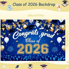 Graduation Decorations 2026 Bundle Banner Balloons Swirls Cake Topper