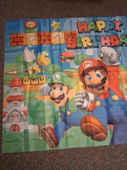 Mario Luigi Princess Peach Happy Birthday Backdrop Photo Banner 40”X 58.5”