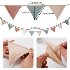 Fabric Bunting Banner, 2 Pack Handmade Neutral String Banner Each 8.5 ft 10 F…