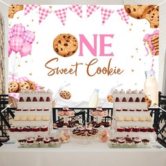 One Sweet Cookie Backdrop – Milk and Cookies First Birthday Party Decorations…