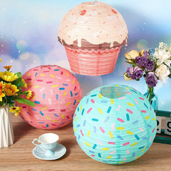 6 Pcs Donut Party Hanging Paper Lanterns Sprinkle Party Cupcake Hanging Paper La