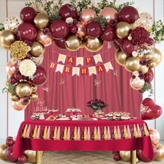 Burgundy Birthday Party Decorations with Happy Birthday Banner Tissue Tassels