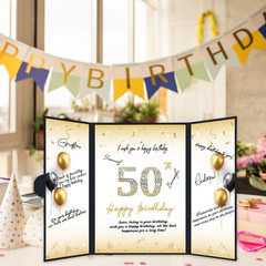 50Th Birthday Decorations Men Women, Black Gold 50Th Birthday Guest Book Jumbo C