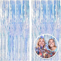 Foil Fringe Backdrop Set 2Pcs Tinsel Curtain Party Decorations Event Supplies US