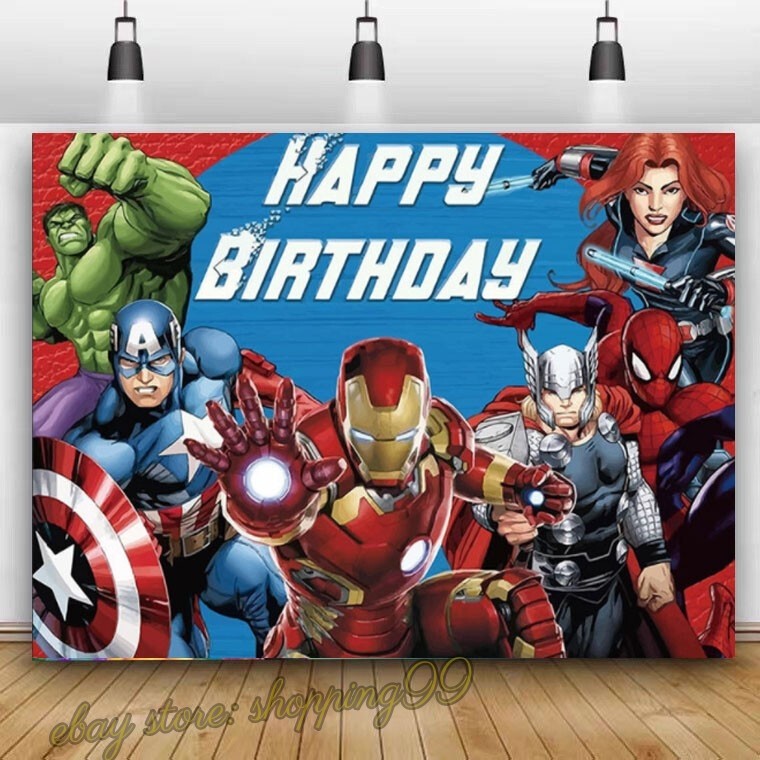 Marvel Superhero Avengers Photo Background Banner Birthday Party Backdrop Decor