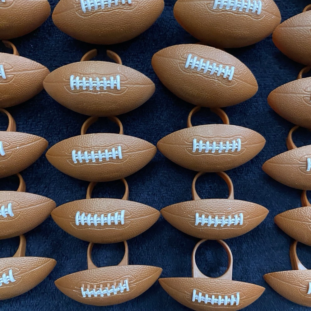 Football Cupcake Topper Rings 24 pc 2″ Sports Tailgate Party Cake Decoration