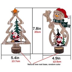 2 Pack Christmas Joy Table Signs Snowman Wooden Centerpiece Winter Holiday