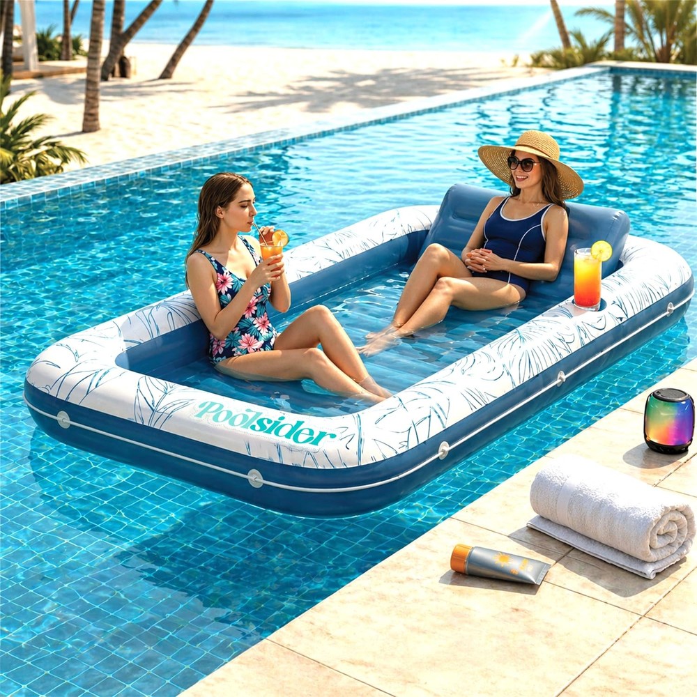 Inflatable Tanning Pool Lounger | 72″ x 48″ Large Inflatable Tanning Bed for …