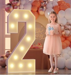 Marquee Numbers 4 Feet Tall, Number 2 Light Up Number, Assembly Needed
