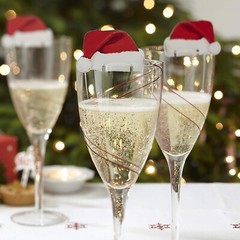 CHRISTMAS Santa Hat Glass Decoration Place Cards Parties, Christmas Dinner x 10