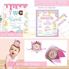 «Sweet Donut Birthday Party Decorations – 2nd Birthday Girl Banner, Cake Topper