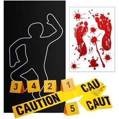8 Pieces Crime Scene Decorations Including Body Silhouette Caution Barricade …