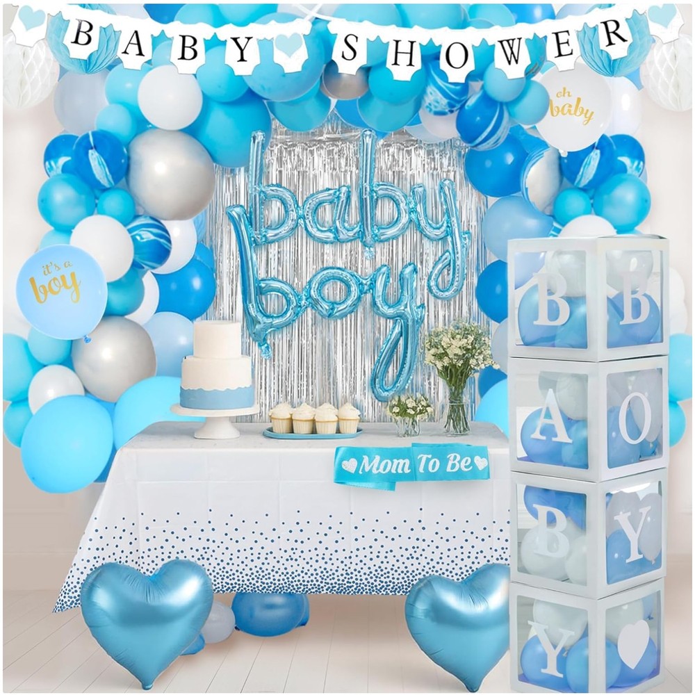 All-In-One Baby Shower Decorations Kit – Blue 165 Pcs
