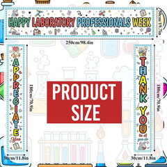 3 Pcs Lab Week Decorations Banner Thank You for All You Do Sign Backdrop Decor M