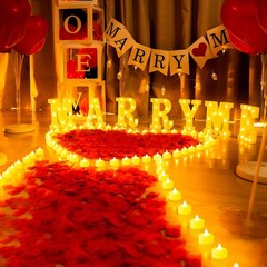 Romantic Proposal Set with Light Up Letters and Rose Petals