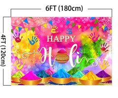 Happy Holi Backdrop Festival Party Decorations 6’x 4’