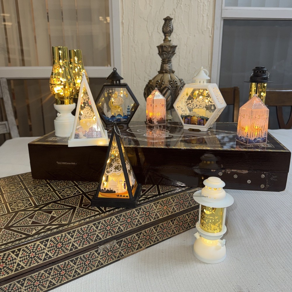 Eid Mubarak LED Lantern Lights Ramadan Decoration Home Islamic Muslim 24 pcs mix