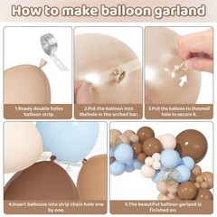 Boho Balloon Garland Arch Kit 142PCS Brown Blue Baby Shower Decorations