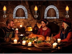 Medieval Party Decoration Set: 11 Pieces with Self-Adhesive Window & Torch Props