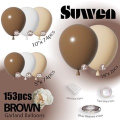 153Pcs Balloons Garland Arch Kit Different Sizes 18 10 5 inch Dark Light Brown