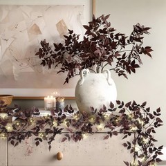 Neutral Fall Garland for Mantle Fireplace – 2 Pack 6Ft Plum Cimicifuga Seeded…