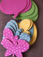 18 pcs Foam Cut Out, Spring Theme Bulletin Board Party Decoration, Quote Bubbles